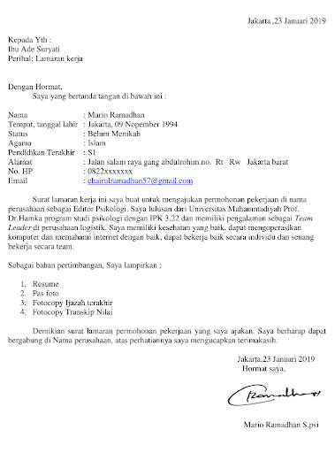 Detail Contoh Surat Lamaran Kerja Untuk Hrd Nomer 8