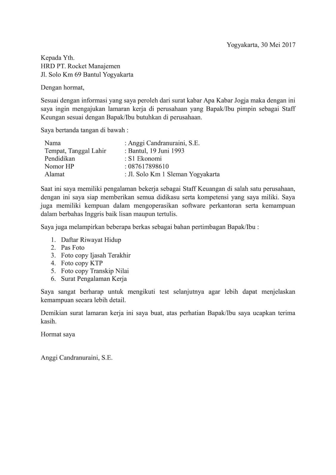 Detail Contoh Surat Lamaran Pekerjaan Pelajaran Bahasa Indonesia Nomer 54