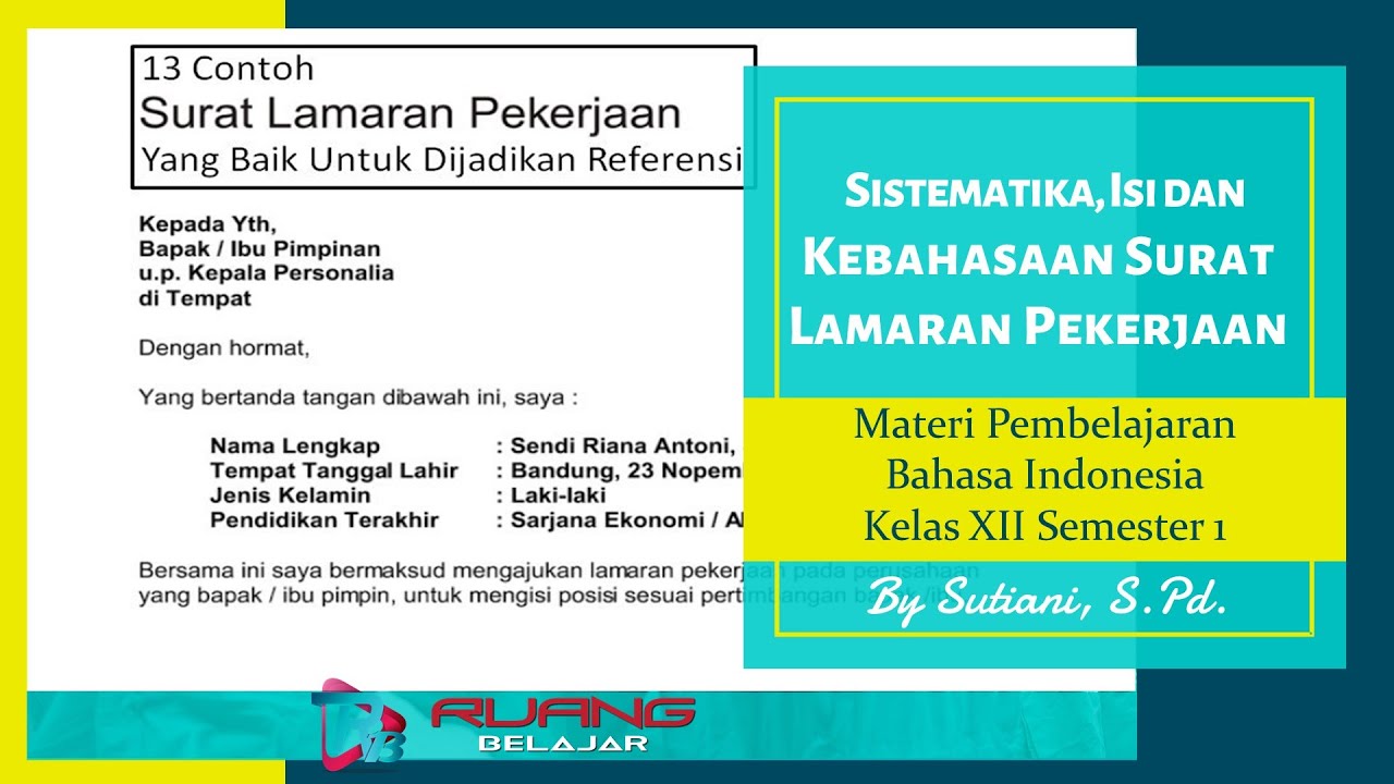 Detail Contoh Surat Lamaran Pekerjaan Pelajaran Bahasa Indonesia Nomer 55
