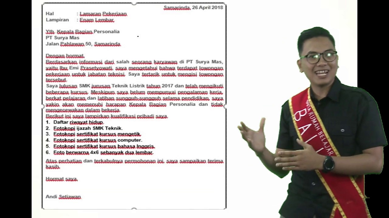 Detail Contoh Surat Lamaran Pekerjaan Pelajaran Bahasa Indonesia Nomer 9