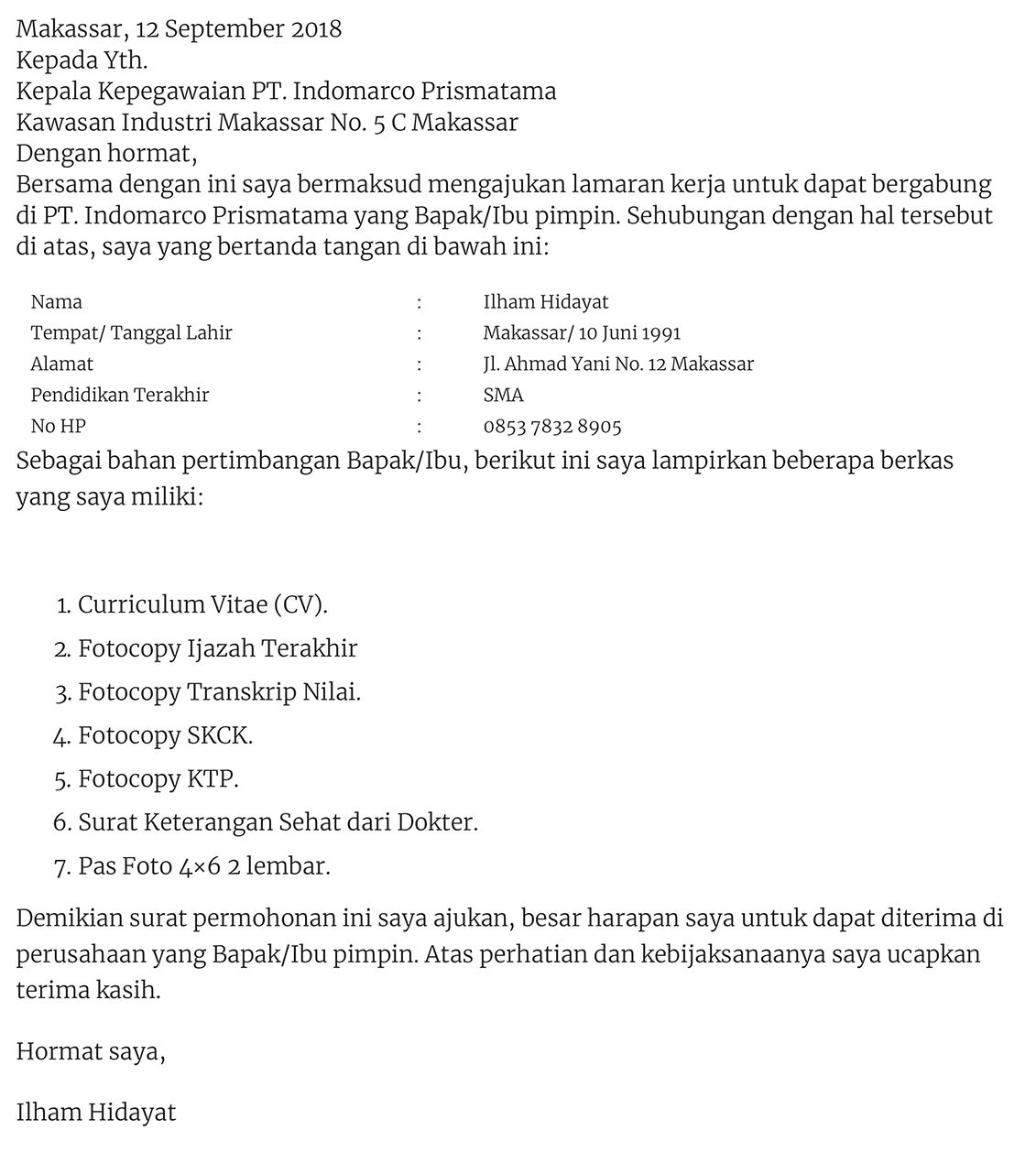 Detail Contoh Surat Lamaran Untuk Bumn Nomer 16