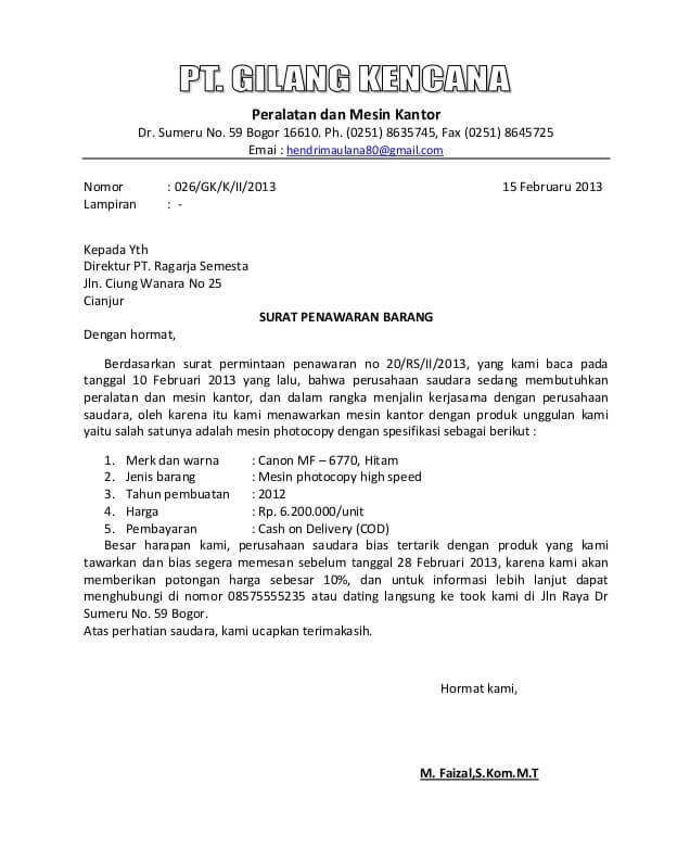 Detail Contoh Surat Negosiasi Harga Nomer 22
