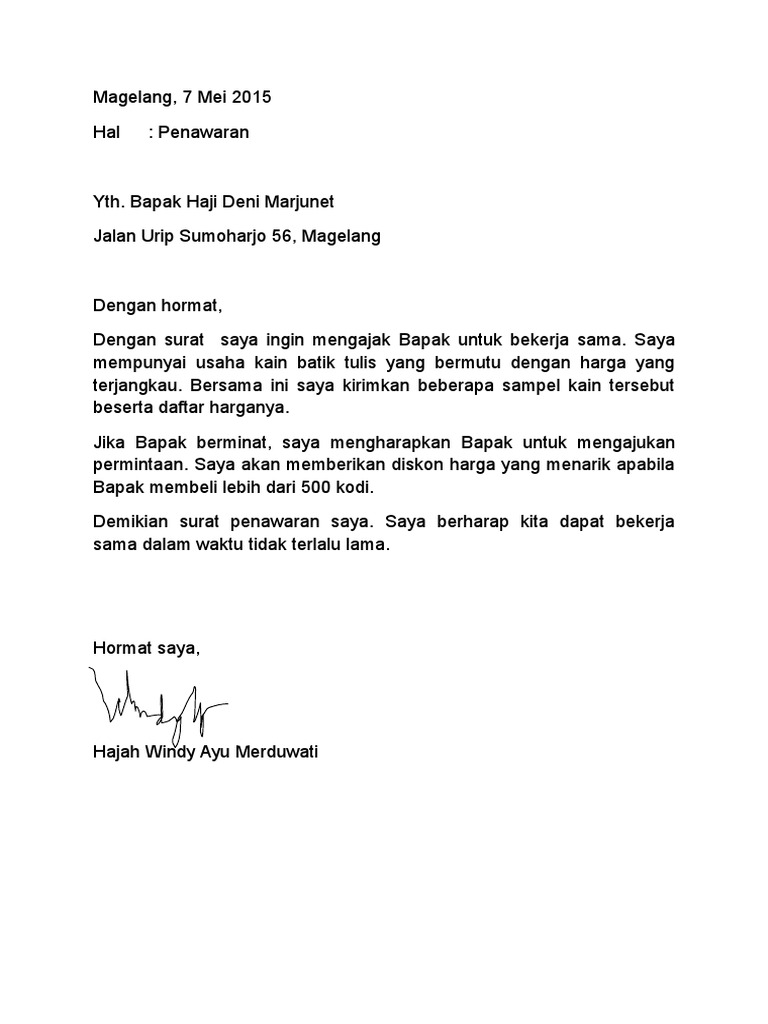 Detail Contoh Surat Negosiasi Harga Nomer 4