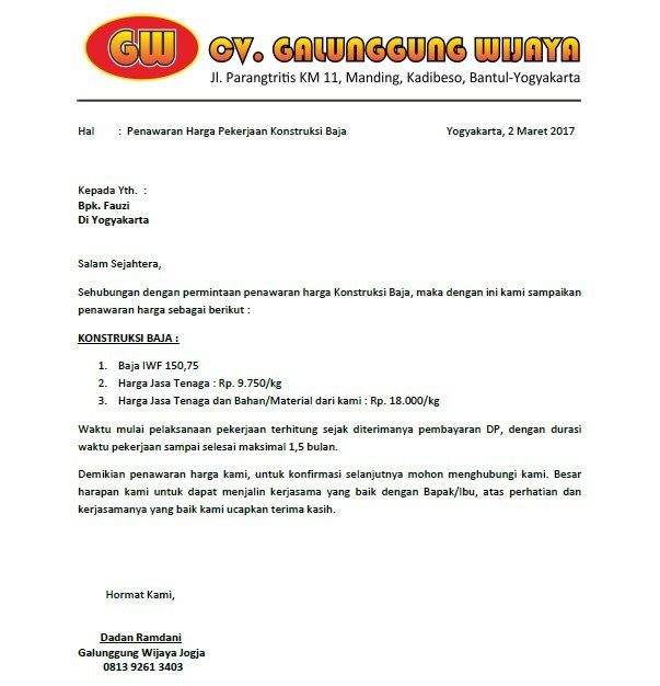 Detail Contoh Surat Negosiasi Harga Nomer 46
