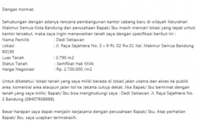 Detail Contoh Surat Negosiasi Harga Nomer 9