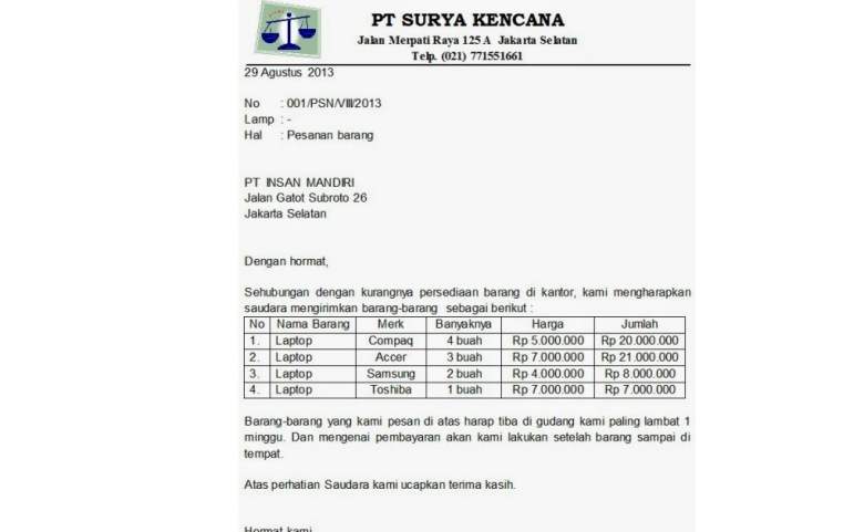 Detail Contoh Surat Niaga Bahasa Indonesia Nomer 17