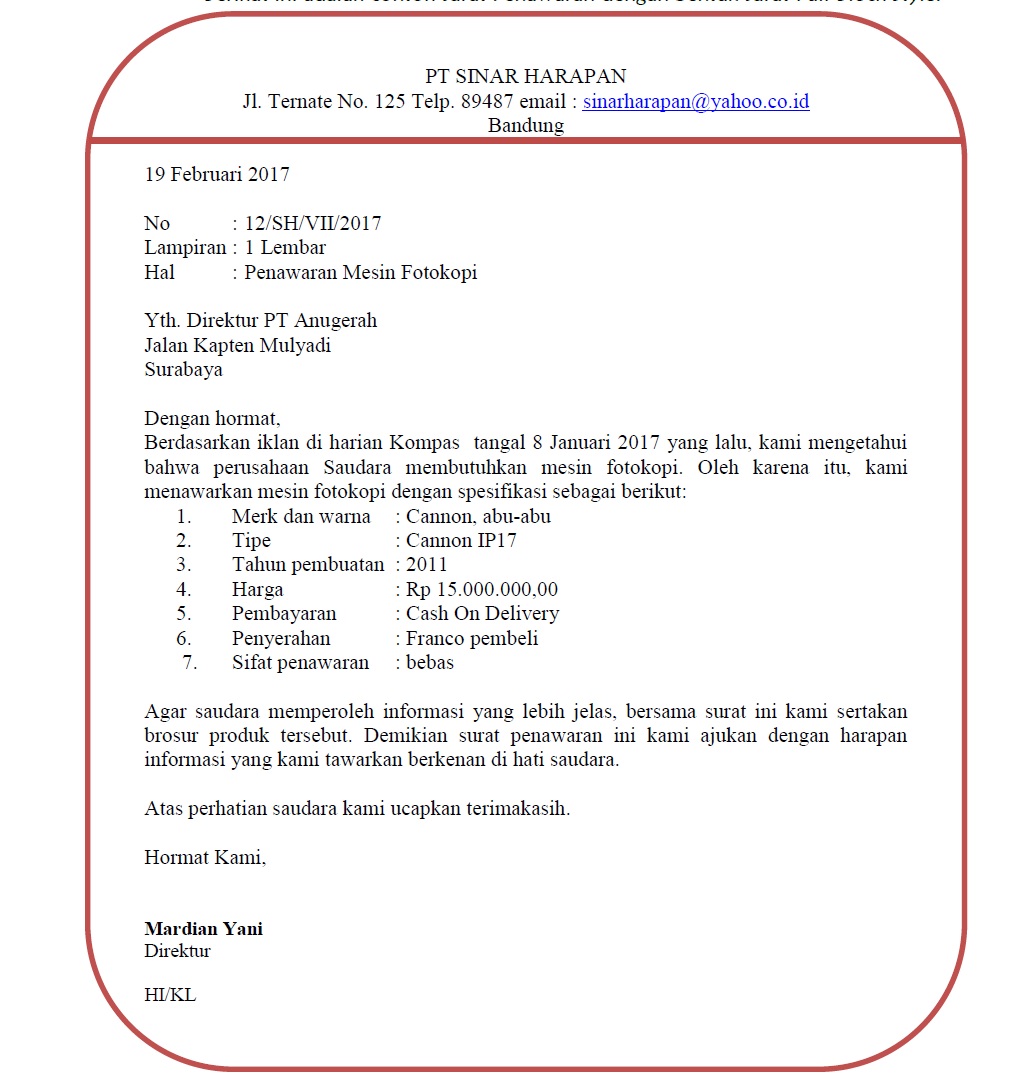 Detail Contoh Surat Niaga Bahasa Indonesia Nomer 40