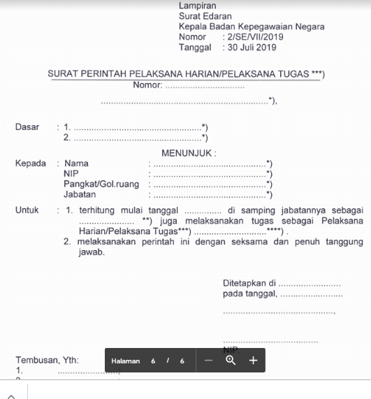 Detail Contoh Surat Pelaksana Tugas Sementara Nomer 12