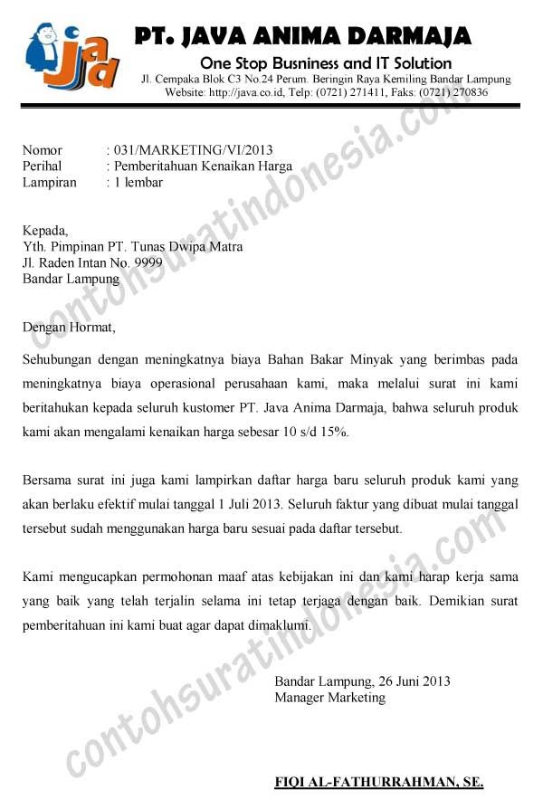 Detail Contoh Surat Pemberitahuan Biaya Nomer 17