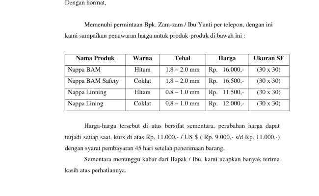 Detail Contoh Surat Penawaran Harga Cetakan Nomer 38