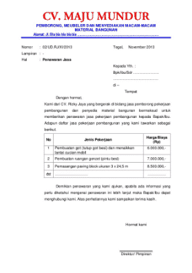 Detail Contoh Surat Penawaran Harga Cetakan Nomer 46