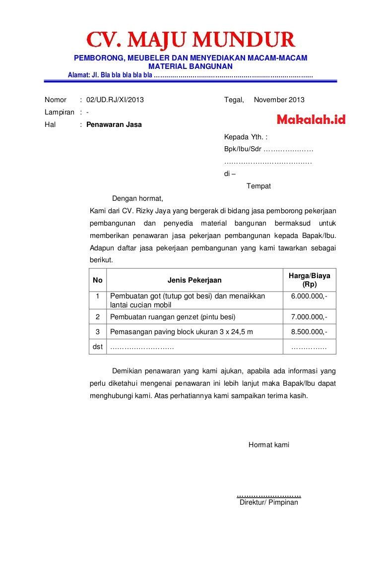 Detail Contoh Surat Penawaran Harga Proyek Nomer 6