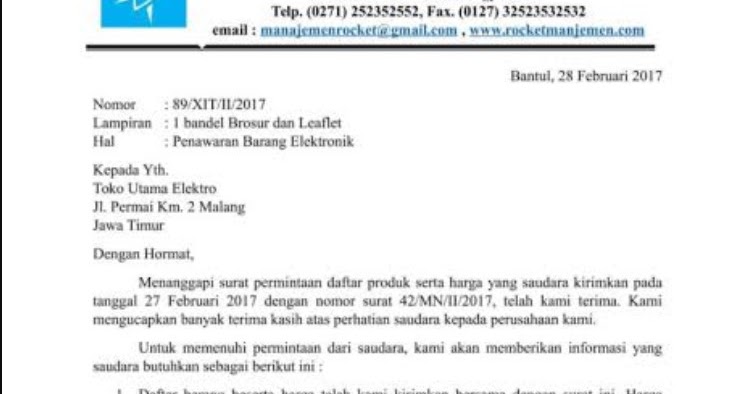 Detail Contoh Surat Penawaran Harga Tender Nomer 31