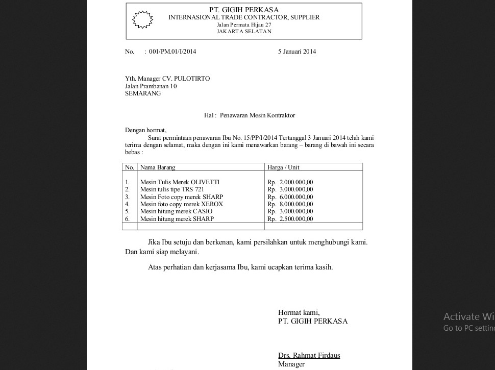 Detail Contoh Surat Penawaran Harga Tender Nomer 34