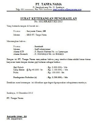 Detail Contoh Surat Pendapatan Gaji Nomer 13