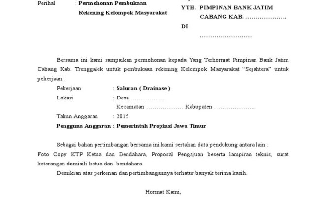 Detail Contoh Surat Pengantar Untuk Buka Rekening Bank Nomer 24