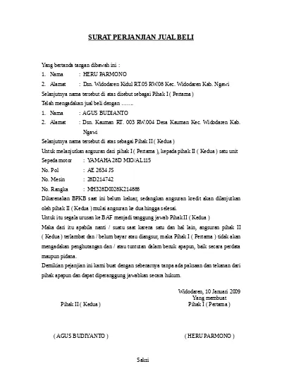 Detail Contoh Surat Perjanjian Jual Beli Rumah Secara Angsuran Koleksi Nomer 11 7504