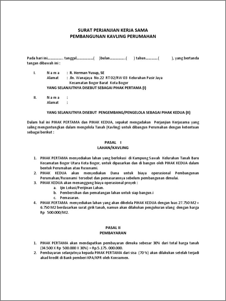 Detail Contoh Surat Perjanjian Kerjasama Pembiayaan Proyek Nomer 3