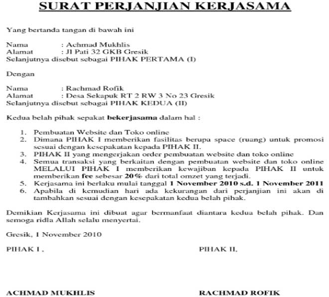 Detail Contoh Surat Perjanjian Kerjasama Pembiayaan Proyek Nomer 33