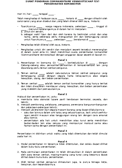 Detail Contoh Surat Perjanjian Persekutuan Nomer 8