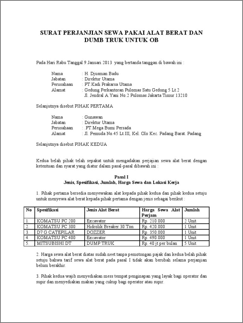 Detail Contoh Surat Perjanjian Sewa Kapal Nomer 22