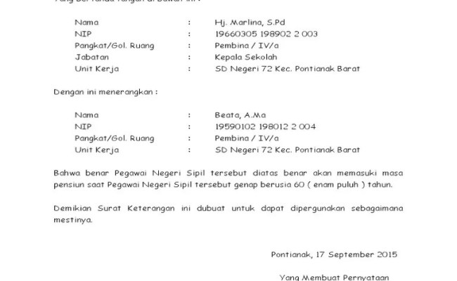 Detail Contoh Surat Permohonan Masa Persiapan Pensiun Pns Nomer 13