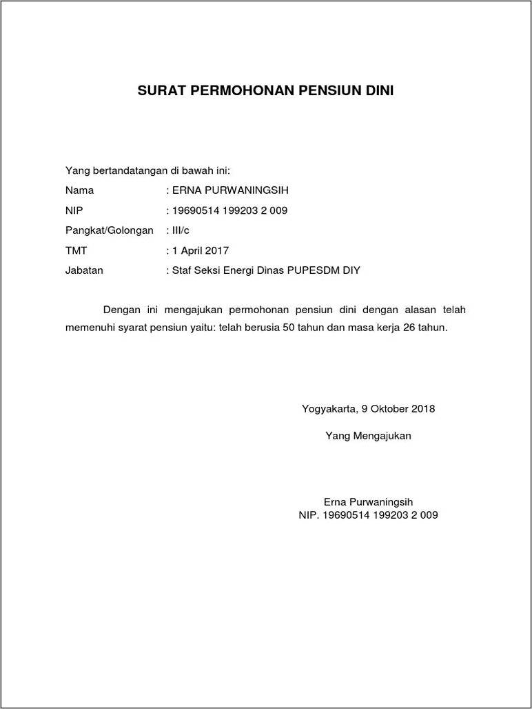 Detail Contoh Surat Permohonan Masa Persiapan Pensiun Pns Nomer 19