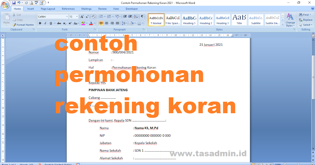 Detail Contoh Surat Permohonan Untuk Bank Nomer 36