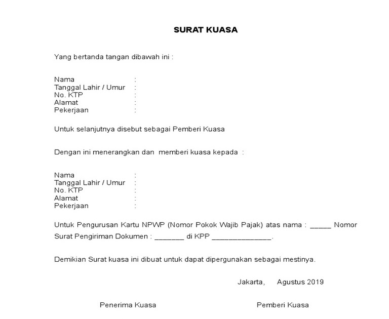 Detail Contoh Surat Pernyataan Untuk Npwp Nomer 13