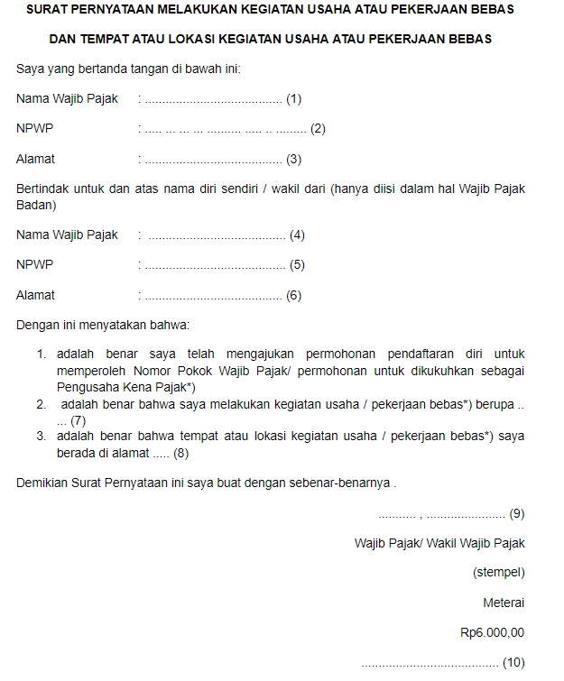 Detail Contoh Surat Pernyataan Untuk Npwp Nomer 34