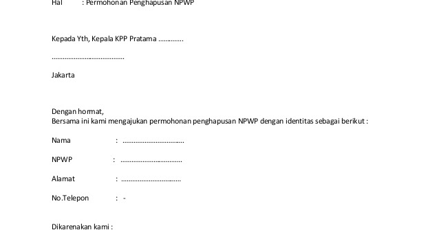 Detail Contoh Surat Pernyataan Untuk Npwp Nomer 41