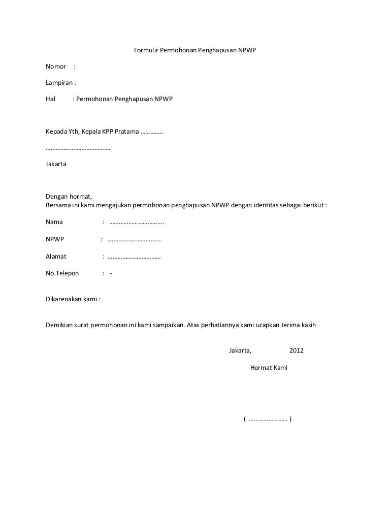 Detail Contoh Surat Pernyataan Untuk Npwp Nomer 6
