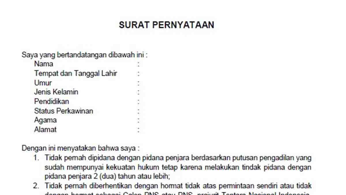 Detail Contoh Surat Pernyataan Untuk Pendaftaran Cpns Nomer 34