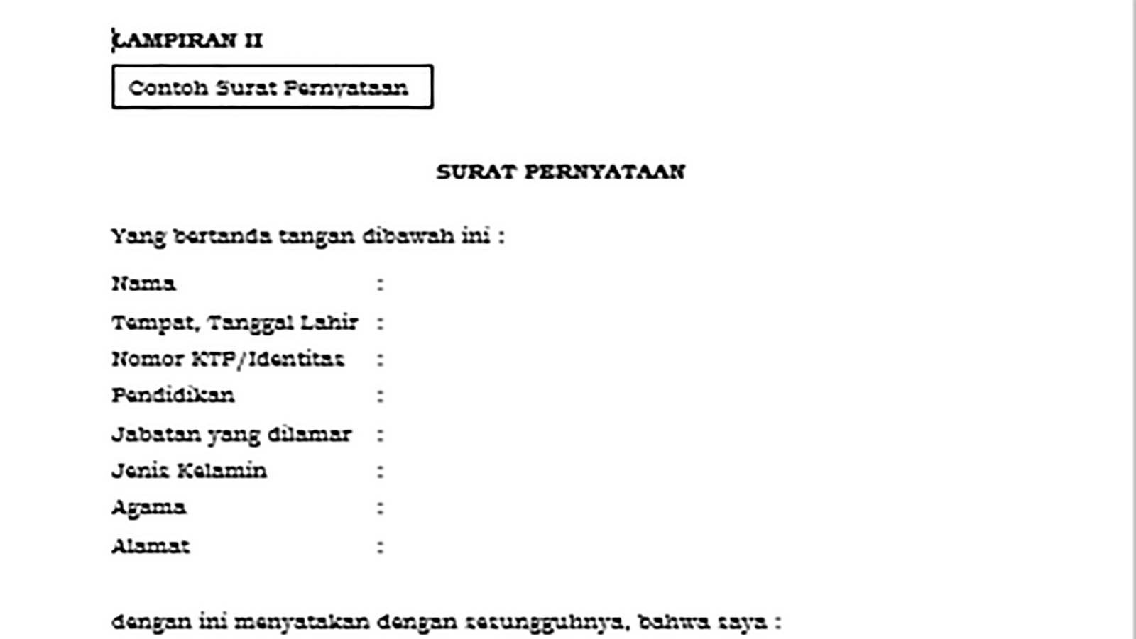 Detail Contoh Surat Pernyataan Untuk Pendaftaran Cpns Nomer 47