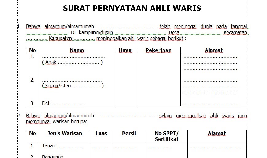 Detail Contoh Surat Persetujuan Ahli Waris Tanah Nomer 32