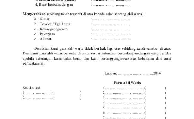 Detail Contoh Surat Persetujuan Ahli Waris Tanah Nomer 45