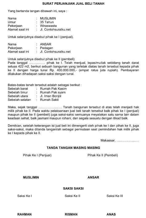 Download Contoh Surat Persetujuan Jual Beli Tanah Nomer 5