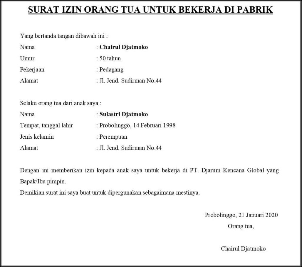 Detail Contoh Surat Persetujuan Orang Tua Nomer 12