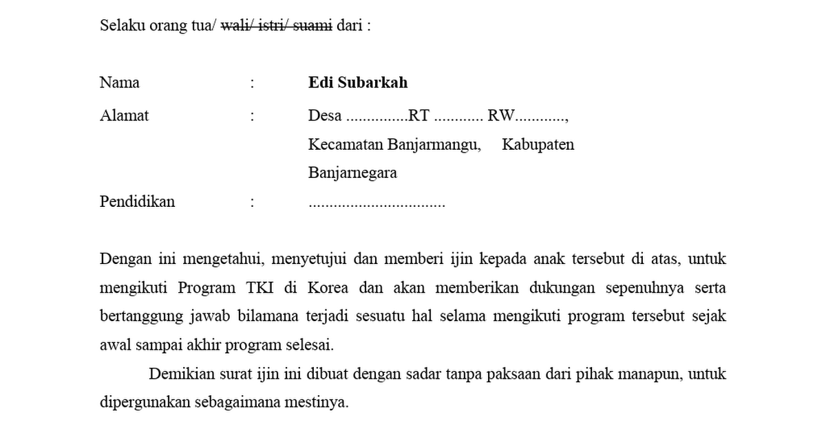 Detail Contoh Surat Persetujuan Orang Tua Nomer 28