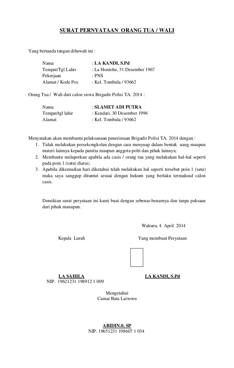 Detail Contoh Surat Persetujuan Orang Tua Nomer 3