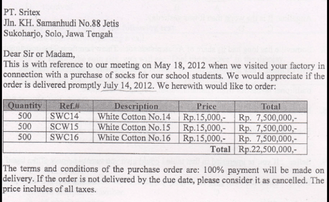 Detail Contoh Surat Purchase Order Dalam Bahasa Indonesia Excel Nomer 29