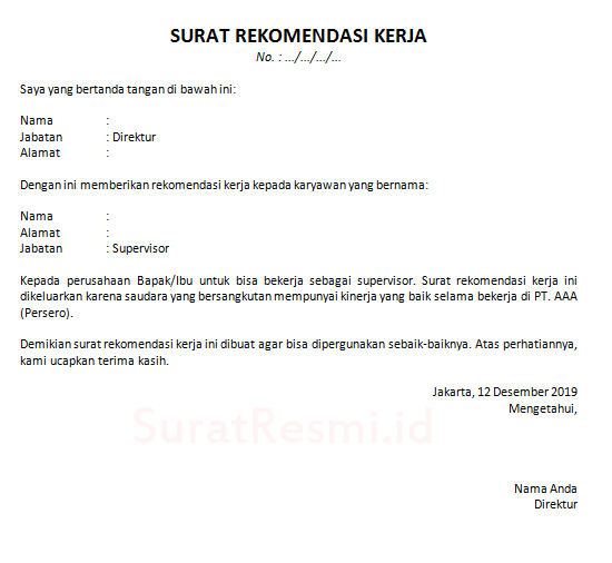 Detail Contoh Surat Rekomendasi Atasan Untuk Pinjaman Nomer 17