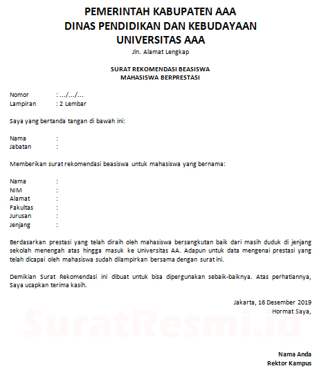 Detail Contoh Surat Rekomendasi Atasan Untuk Pinjaman Nomer 34