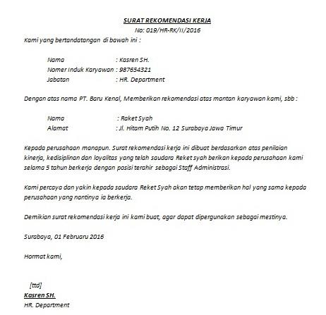 Detail Contoh Surat Rekomendasi Atasan Untuk Pinjaman Nomer 10