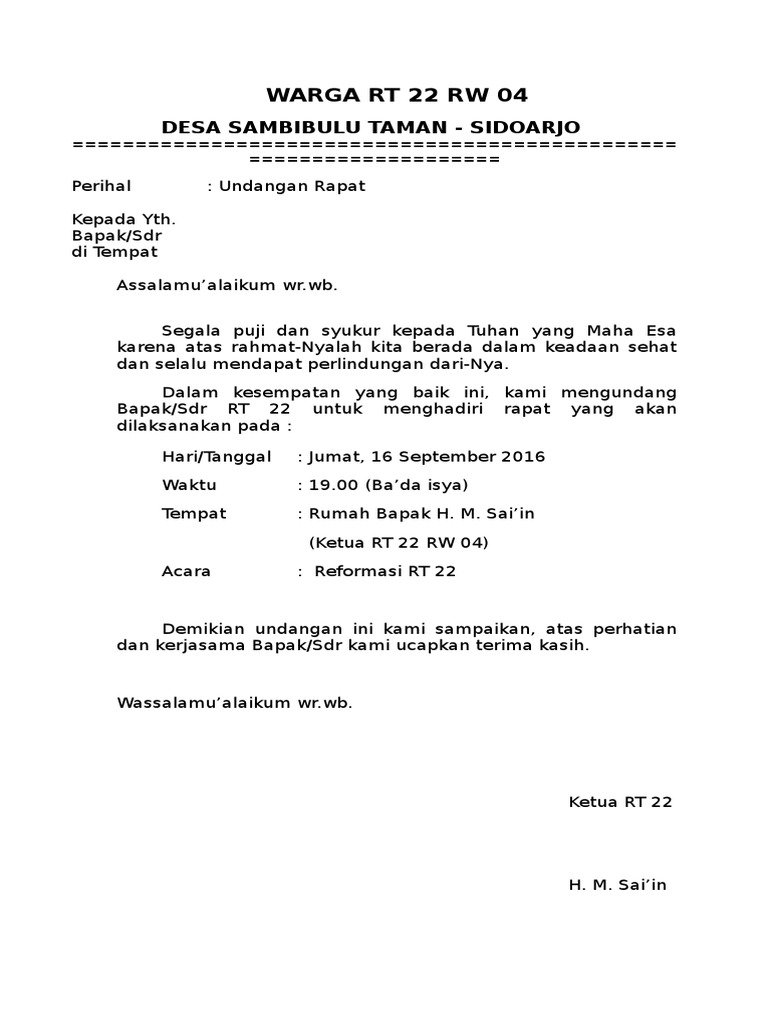 Detail Contoh Surat Resmi Undangan Rapat Nomer 52