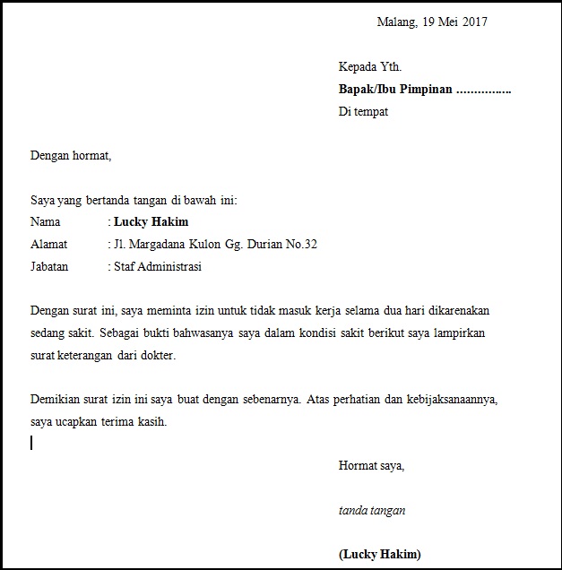 Detail Contoh Surat Sakit Untuk Sekolah Nomer 51