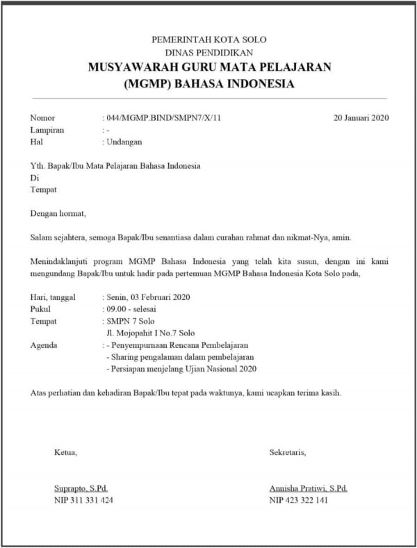 Detail Contoh Surat Tidak Resmi Dalam Bahasa Indonesia Nomer 28