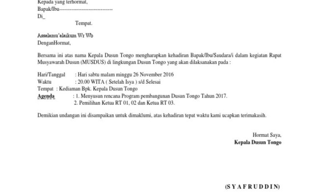 Detail Contoh Surat Undangan Rapat Desa Nomer 41