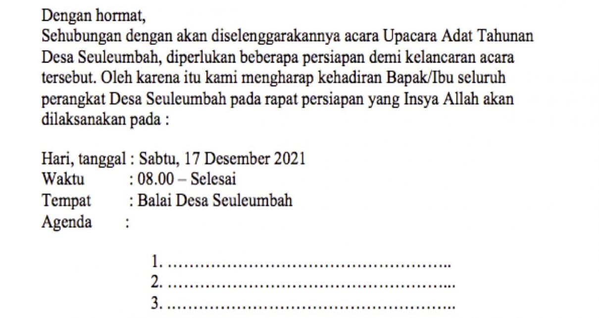 Detail Contoh Surat Undangan Rapat Desa Nomer 6