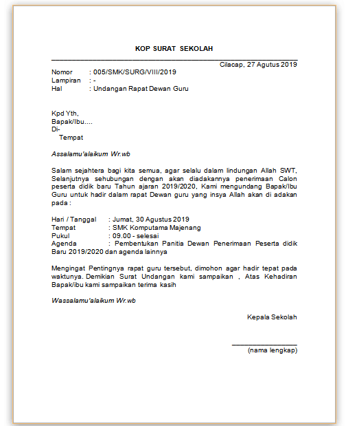 Detail Contoh Surat Untuk Guru Di Sekolah Nomer 36